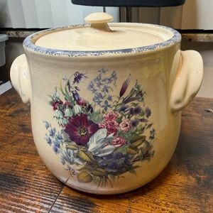Home & Garden Party Ltd. Floral Splendor Stoneware Storage Jar